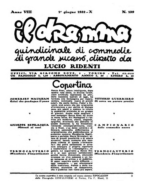 Il dramma rivista mensile di commedie di grande successo