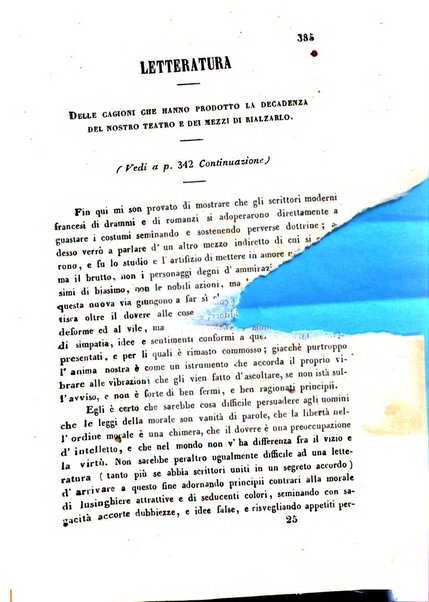 L'eccitamento giornale di filologia, di letteratura e di amenità