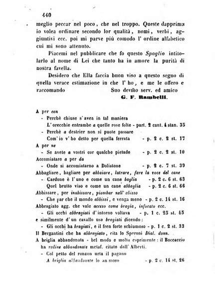 L'eccitamento giornale di filologia, di letteratura e di amenità