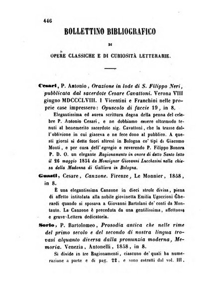 L'eccitamento giornale di filologia, di letteratura e di amenità