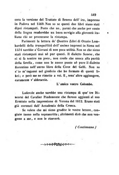 L'eccitamento giornale di filologia, di letteratura e di amenità