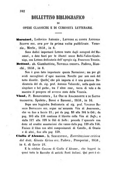 L'eccitamento giornale di filologia, di letteratura e di amenità