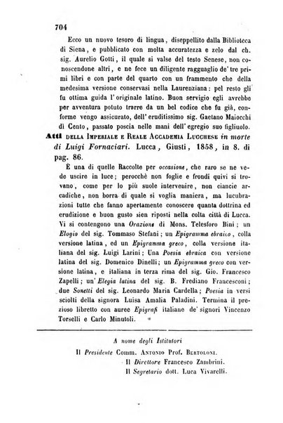 L'eccitamento giornale di filologia, di letteratura e di amenità