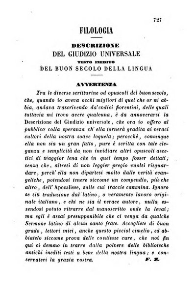 L'eccitamento giornale di filologia, di letteratura e di amenità