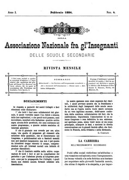 L'eco della Associazione nazionale fra gl'insegnanti delle scuole secondarie