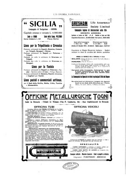 L'economia nazionale rassegna ebdomadaria di politica, commercio, industria, finanza, marina, e assicurazione