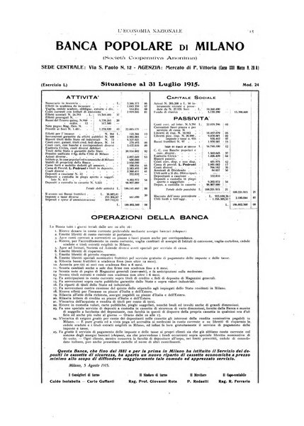 L'economia nazionale rassegna ebdomadaria di politica, commercio, industria, finanza, marina, e assicurazione