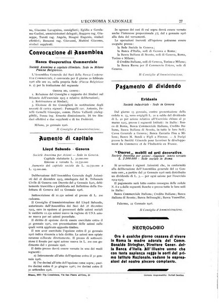 L'economia nazionale rassegna ebdomadaria di politica, commercio, industria, finanza, marina, e assicurazione