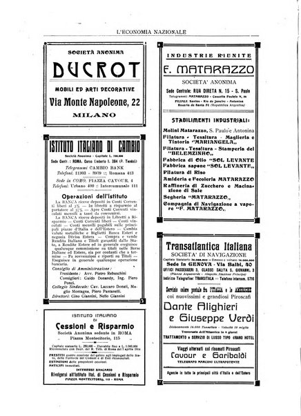 L'economia nazionale rassegna ebdomadaria di politica, commercio, industria, finanza, marina, e assicurazione