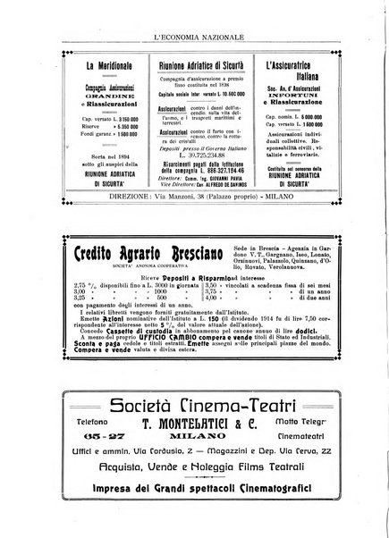 L'economia nazionale rassegna ebdomadaria di politica, commercio, industria, finanza, marina, e assicurazione