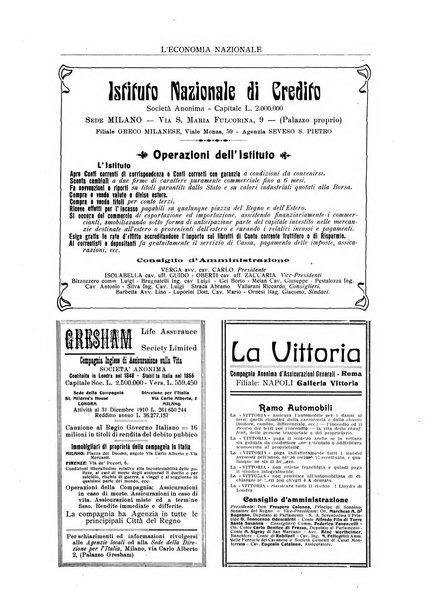 L'economia nazionale rassegna ebdomadaria di politica, commercio, industria, finanza, marina, e assicurazione