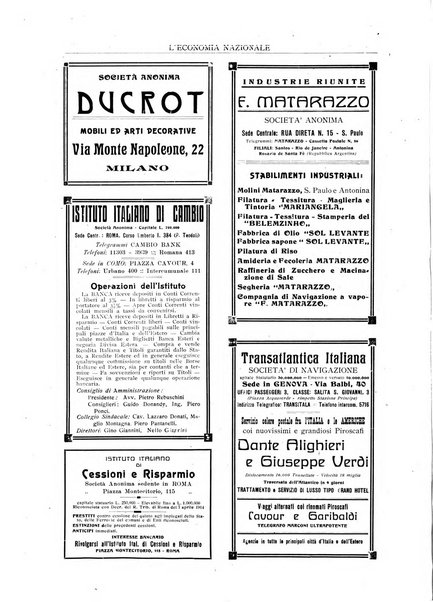 L'economia nazionale rassegna ebdomadaria di politica, commercio, industria, finanza, marina, e assicurazione