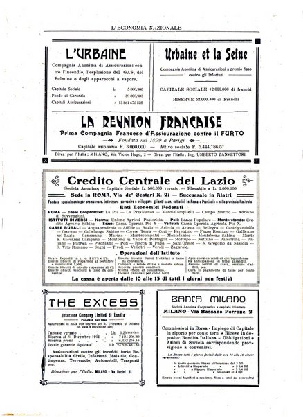 L'economia nazionale rassegna ebdomadaria di politica, commercio, industria, finanza, marina, e assicurazione