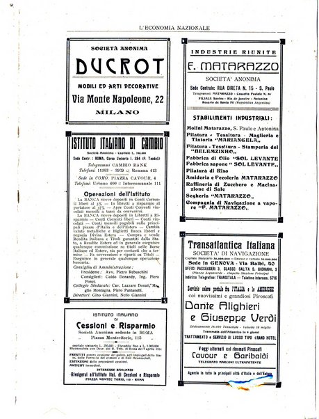 L'economia nazionale rassegna ebdomadaria di politica, commercio, industria, finanza, marina, e assicurazione