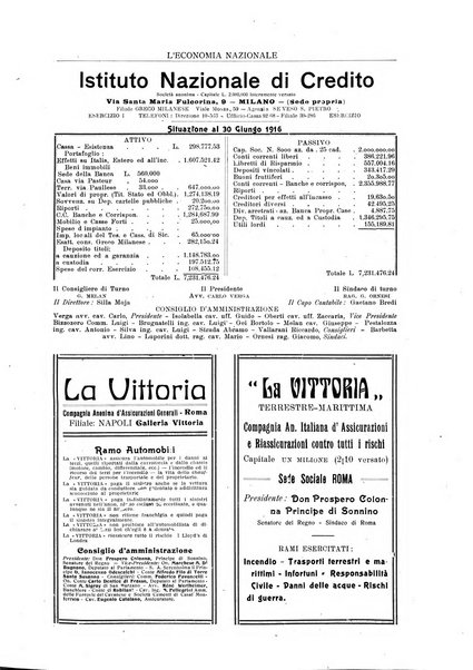 L'economia nazionale rassegna ebdomadaria di politica, commercio, industria, finanza, marina, e assicurazione