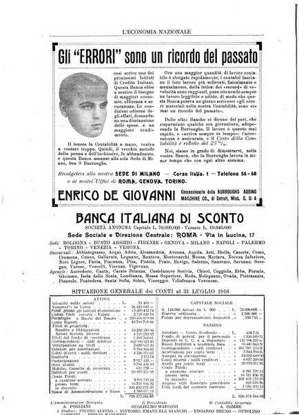 L'economia nazionale rassegna ebdomadaria di politica, commercio, industria, finanza, marina, e assicurazione