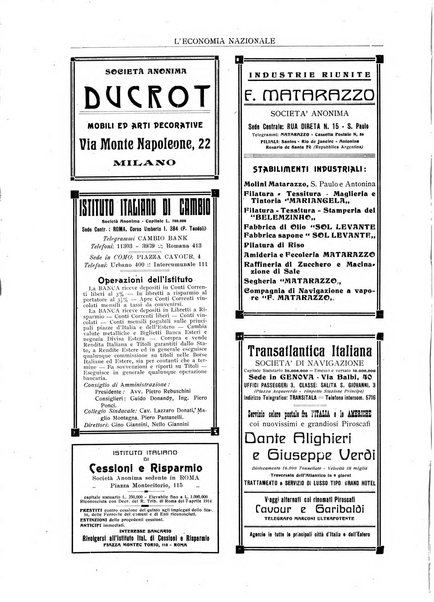 L'economia nazionale rassegna ebdomadaria di politica, commercio, industria, finanza, marina, e assicurazione