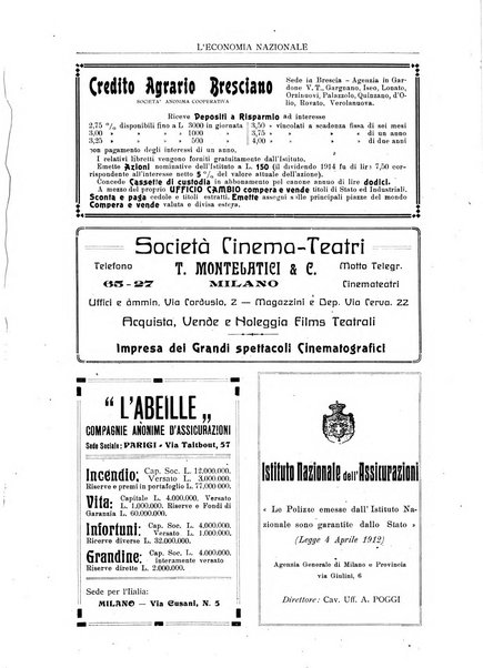 L'economia nazionale rassegna ebdomadaria di politica, commercio, industria, finanza, marina, e assicurazione