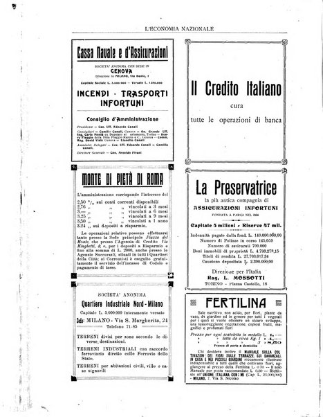 L'economia nazionale rassegna ebdomadaria di politica, commercio, industria, finanza, marina, e assicurazione