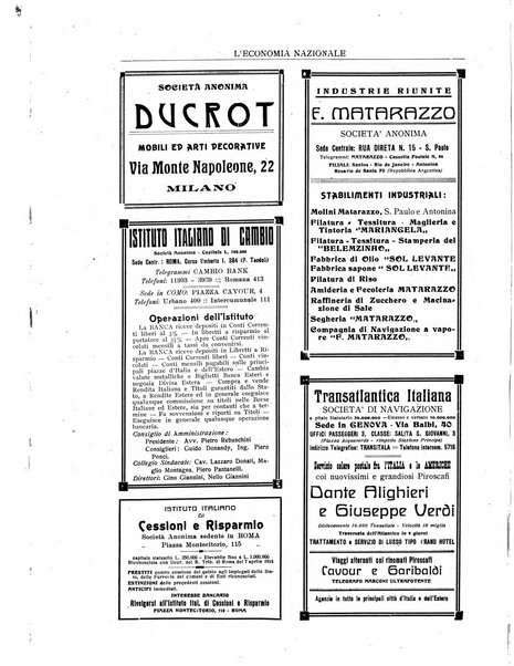 L'economia nazionale rassegna ebdomadaria di politica, commercio, industria, finanza, marina, e assicurazione