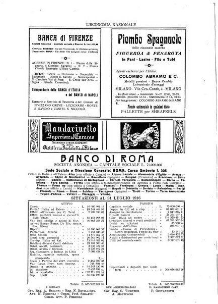 L'economia nazionale rassegna ebdomadaria di politica, commercio, industria, finanza, marina, e assicurazione