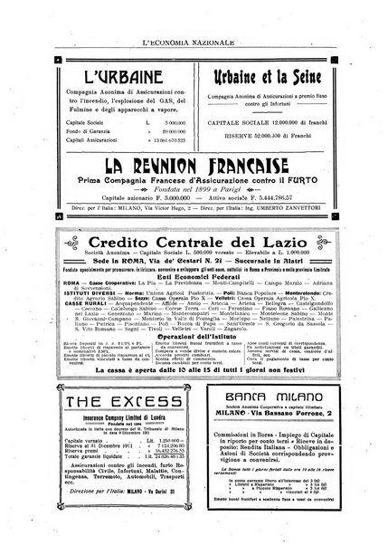 L'economia nazionale rassegna ebdomadaria di politica, commercio, industria, finanza, marina, e assicurazione
