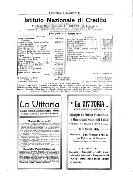 L'economia nazionale rassegna ebdomadaria di politica, commercio, industria, finanza, marina, e assicurazione