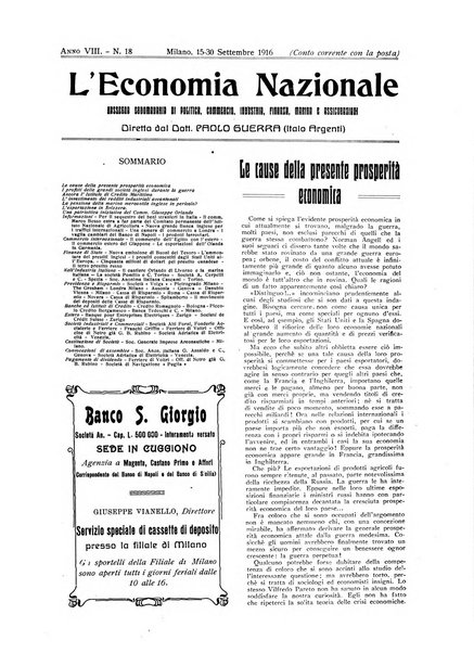 L'economia nazionale rassegna ebdomadaria di politica, commercio, industria, finanza, marina, e assicurazione