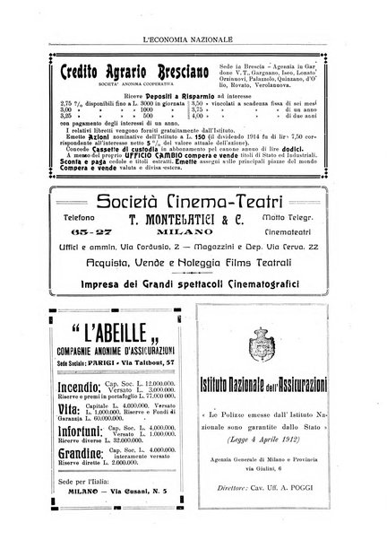 L'economia nazionale rassegna ebdomadaria di politica, commercio, industria, finanza, marina, e assicurazione