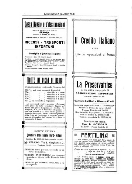 L'economia nazionale rassegna ebdomadaria di politica, commercio, industria, finanza, marina, e assicurazione