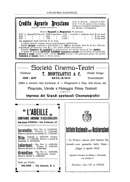 L'economia nazionale rassegna ebdomadaria di politica, commercio, industria, finanza, marina, e assicurazione