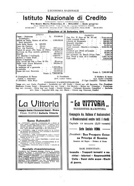 L'economia nazionale rassegna ebdomadaria di politica, commercio, industria, finanza, marina, e assicurazione