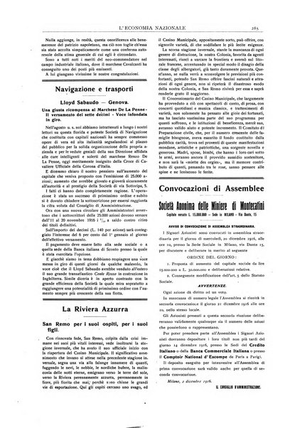 L'economia nazionale rassegna ebdomadaria di politica, commercio, industria, finanza, marina, e assicurazione