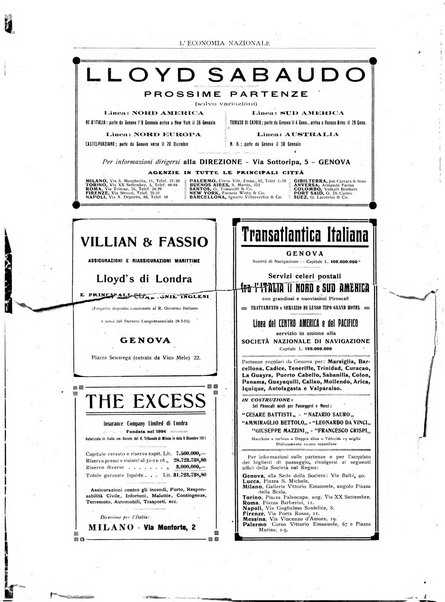 L'economia nazionale rassegna ebdomadaria di politica, commercio, industria, finanza, marina, e assicurazione