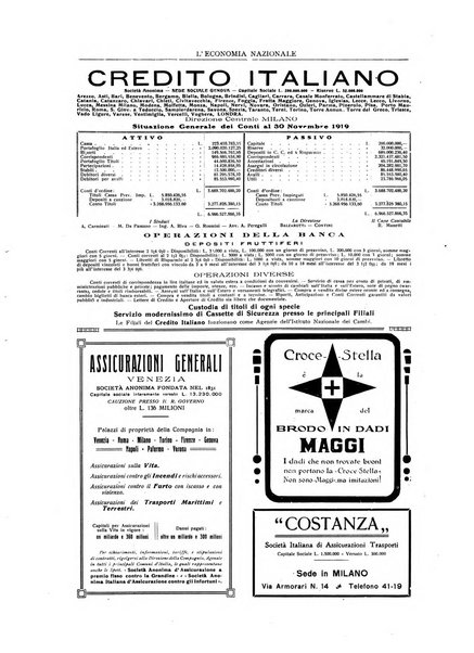 L'economia nazionale rassegna ebdomadaria di politica, commercio, industria, finanza, marina, e assicurazione