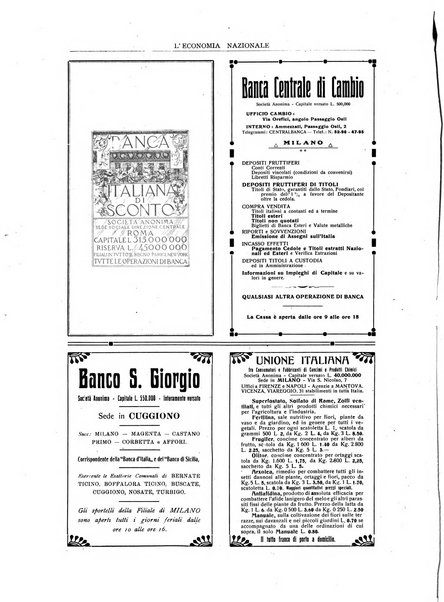 L'economia nazionale rassegna ebdomadaria di politica, commercio, industria, finanza, marina, e assicurazione