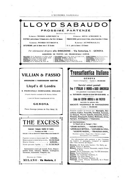 L'economia nazionale rassegna ebdomadaria di politica, commercio, industria, finanza, marina, e assicurazione