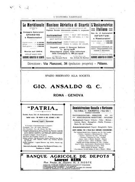 L'economia nazionale rassegna ebdomadaria di politica, commercio, industria, finanza, marina, e assicurazione