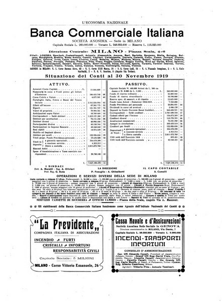 L'economia nazionale rassegna ebdomadaria di politica, commercio, industria, finanza, marina, e assicurazione