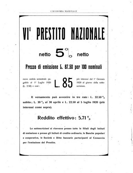 L'economia nazionale rassegna ebdomadaria di politica, commercio, industria, finanza, marina, e assicurazione