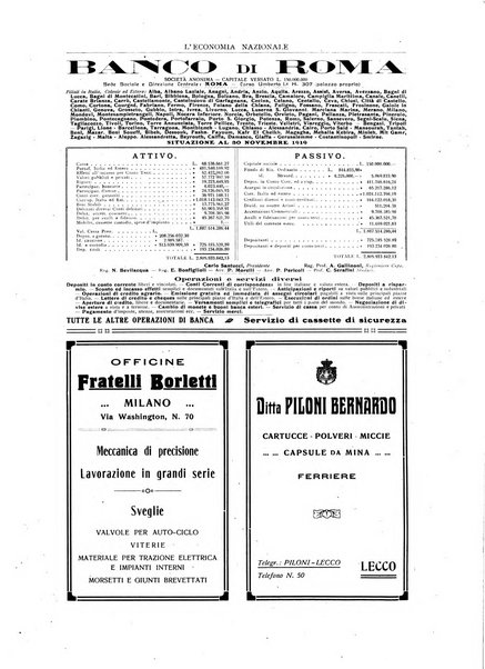 L'economia nazionale rassegna ebdomadaria di politica, commercio, industria, finanza, marina, e assicurazione