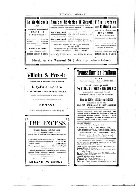 L'economia nazionale rassegna ebdomadaria di politica, commercio, industria, finanza, marina, e assicurazione