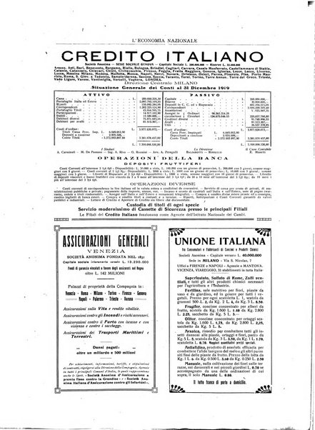 L'economia nazionale rassegna ebdomadaria di politica, commercio, industria, finanza, marina, e assicurazione