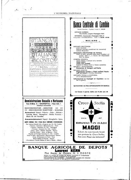 L'economia nazionale rassegna ebdomadaria di politica, commercio, industria, finanza, marina, e assicurazione