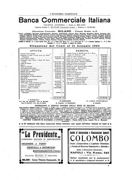 L'economia nazionale rassegna ebdomadaria di politica, commercio, industria, finanza, marina, e assicurazione