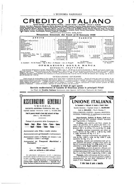 L'economia nazionale rassegna ebdomadaria di politica, commercio, industria, finanza, marina, e assicurazione