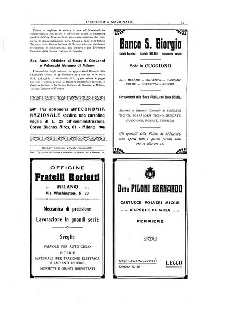 L'economia nazionale rassegna ebdomadaria di politica, commercio, industria, finanza, marina, e assicurazione