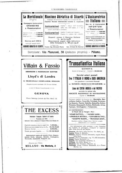 L'economia nazionale rassegna ebdomadaria di politica, commercio, industria, finanza, marina, e assicurazione