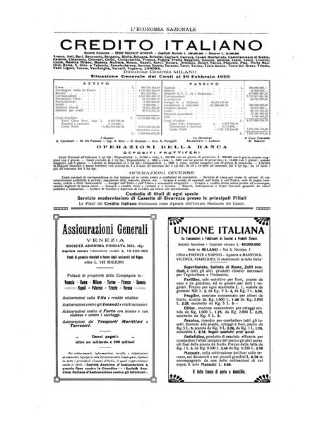 L'economia nazionale rassegna ebdomadaria di politica, commercio, industria, finanza, marina, e assicurazione