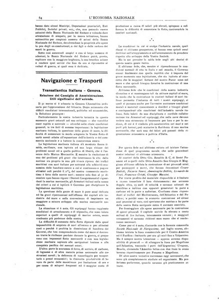 L'economia nazionale rassegna ebdomadaria di politica, commercio, industria, finanza, marina, e assicurazione